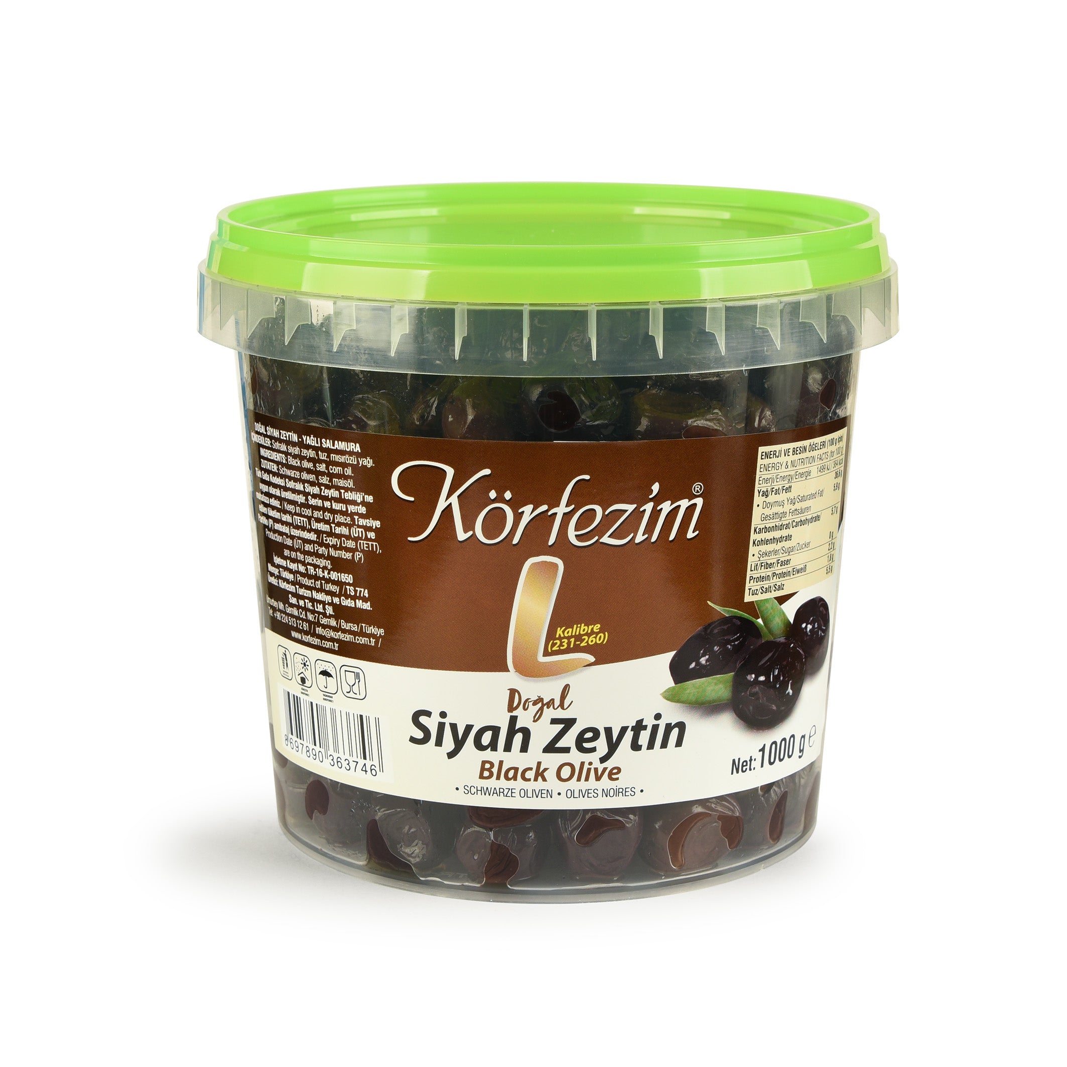 Körfezim Siyah Gemlik Zeytini - (L) - 1 Kg (Kalibre: 231-260