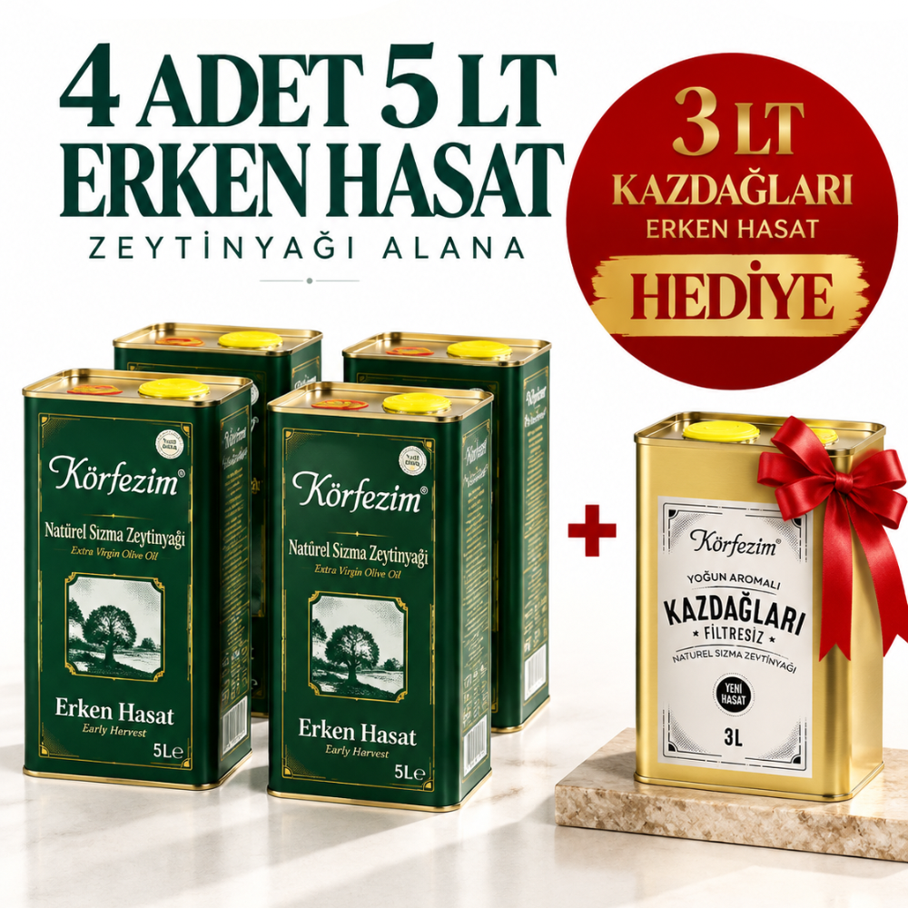 Körfezim Erken Hasat Naturel Sızma Zeytinyağı 20 Litre + 3 Litre Hediye