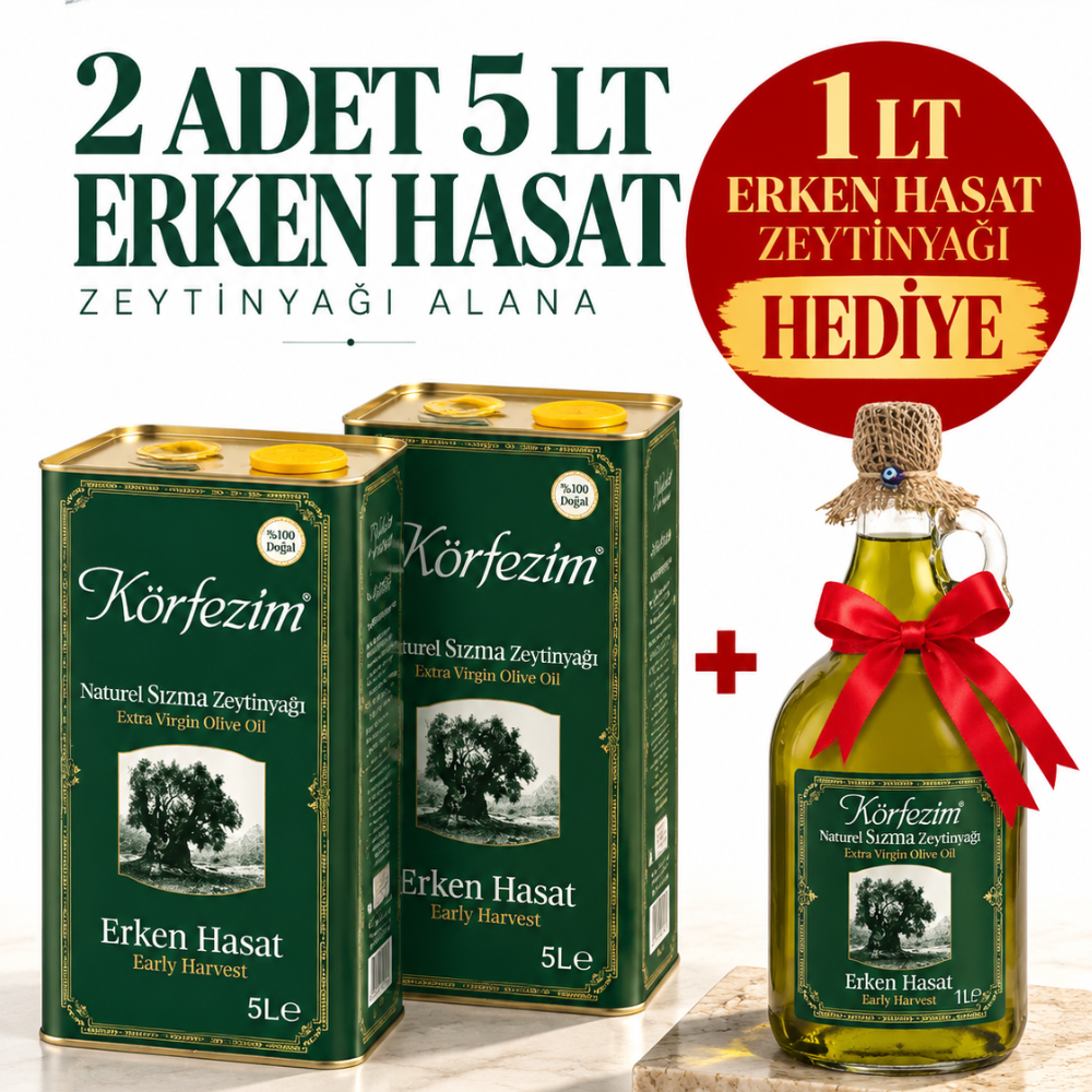 Körfezim Erken Hasat Naturel Sızma Zeytinyağı 10 Litre + 1 Litre Hediye