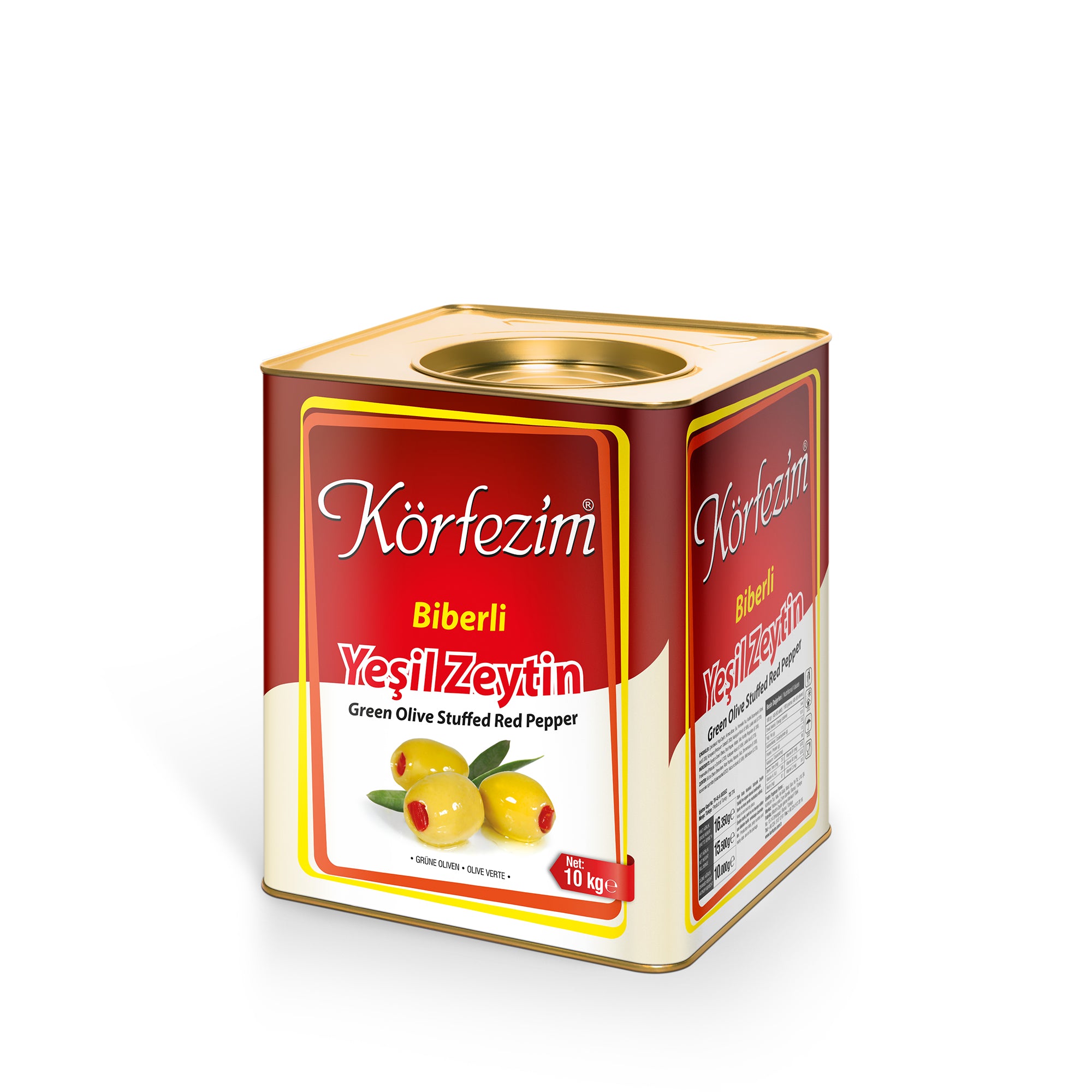 Körfezim Biber Dolgulu Yeşil Zeytin - (4XL) - 10 Kg (Kalibre: 141-160)