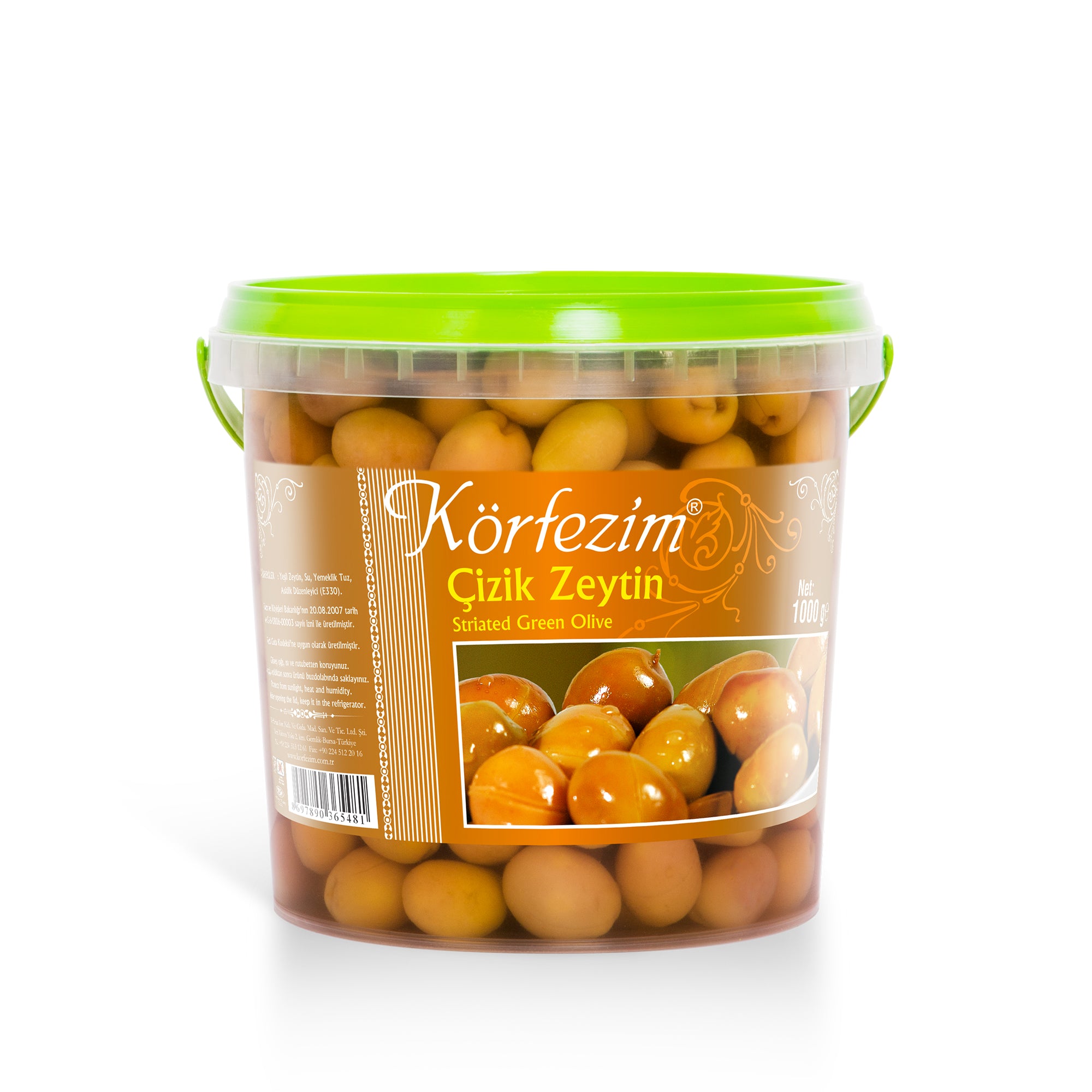 Körfezim Çizik Yeşil Zeytin - (L) - 1 Kg (Kalibre: 231-260)