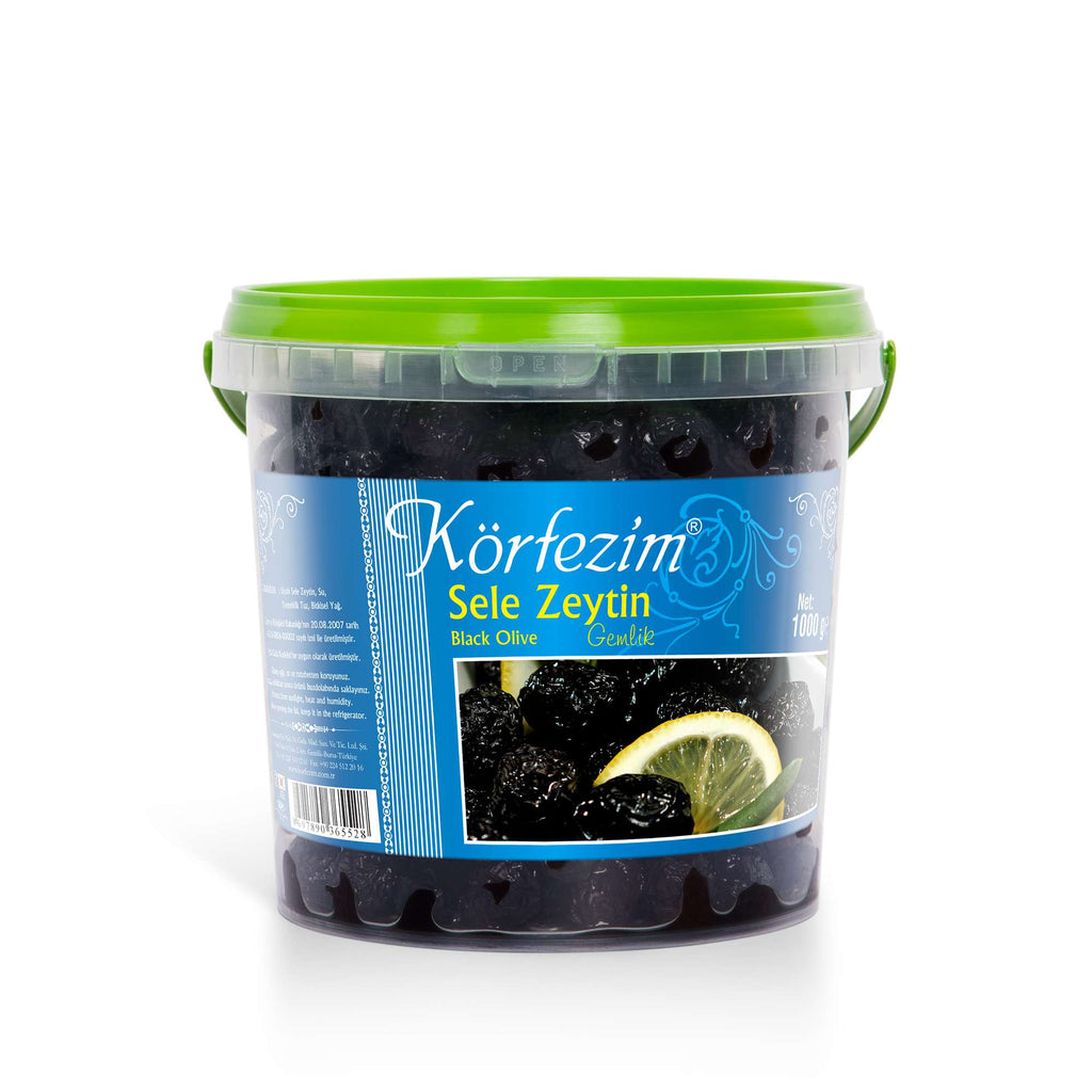 Körfezim Az Tuzlu Kurutma Siyah Gemlik Sele Zeytini - (2XS)- 1 Kg (Kalibre 321-350)